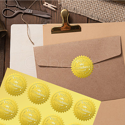 34 Sheets Self Adhesive Gold Foil Embossed Stickers DIY-WH0509-034-1