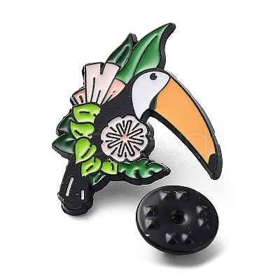 Parrot with Flower Enamel Pins JEWB-F021-03-1