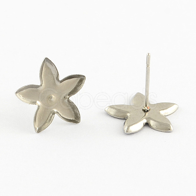 Non-Tarnish Flower Earring Settings 201 Stainless Steel Stud Earring Findings STAS-Q170-03-1
