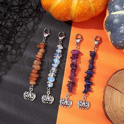 Halloween Pumpkin Alloy Pendant Decorations HJEW-JM02073-1