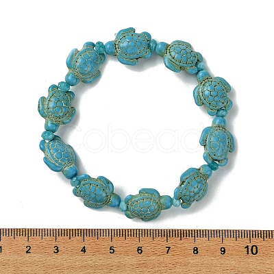Synthetic Turquoise Beaded Stretch Bracelets for Women BJEW-JB13597-03-1