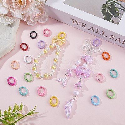 26Pcs 13 Colors Spray Painted Alloy Spring Gate Rings FIND-SC0011-85-1
