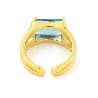 304 Stainless Steel Cubic Zirconia Open Cuff Ring RJEW-S406-05G-05-1