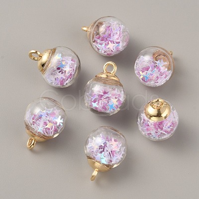 Transparent Glass Globe Pendants FIND-WH0146-35A-1