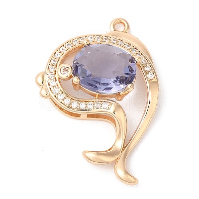Brass with K9 Glass & Rhinestone Pendants KK-Q770-05G-1