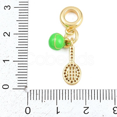 Brass Micro Pave Clear Cubic Zirconia Sports European Dangle Charms KK-H273-07G-1