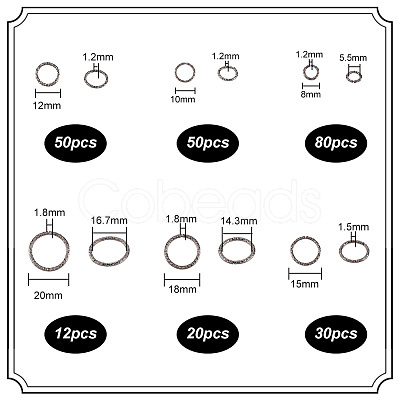 PandaHall Elite 6 Styles Iron Open Linking Rings IFIN-PH0001-94-1