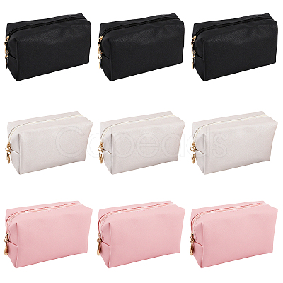 9Pcs 3 Colors Imitation Leather Zipper Cosmetic Pouches ABAG-GL0001-01-1