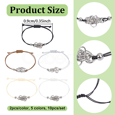 10Pcs 5 Colors 304 Stainless Steel Macrame Pouch Bracelet Making for Stone Holder AJEW-UN00038-1