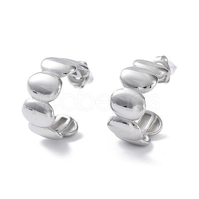 Non-Tarnish 304 Stainless Steel Oval Stud Earrings EJEW-H115-25P-1