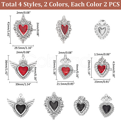 16Pcs 8 Styles Gothic Themed Alloy Pendants ENAM-UN0001-09-1