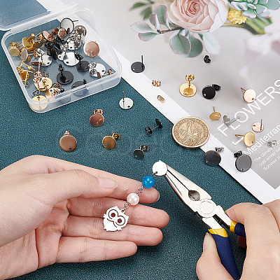 48Pcs 4 Colors PVD Vacuum Plating 304 Stainless Steel Stud Earring Findings STAS-UN0024-47-1