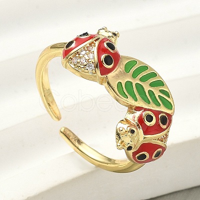 Brass Micro Pave Cubic Zirconia Cuff Rings for Women RJEW-F196-01G-1