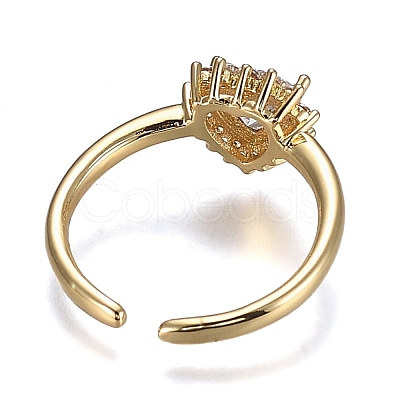 Brass Micro Pave Clear Cubic Zirconia Cuff Rings RJEW-P006-09G-1
