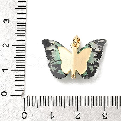 Rack Plating Leaf Brass Acrylic Pendants KK-S407-09G-1