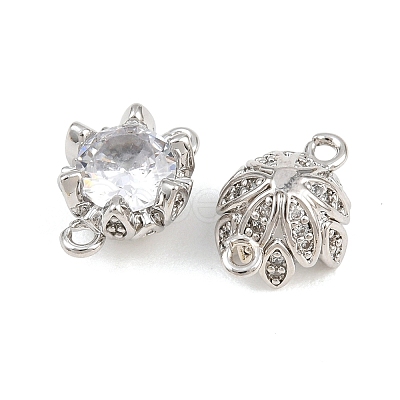 Brass Pave Clear Cubic Zirconia Connector Charms CU-CBAA6E8-11P-1