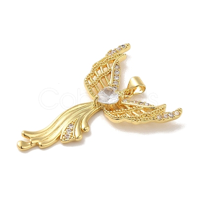 Rack Plating Brass Micro Pave Clear Cubic Zirconia Pendants KK-C047-20E-G-1