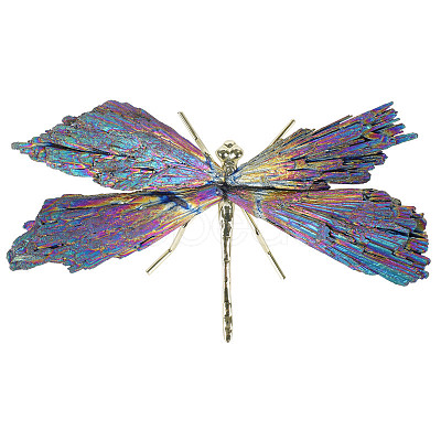 Electroplate Natural Tourmaline Insect Dragonfly Figurine LS-PW23052280641-1