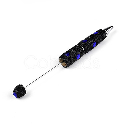 Heart Resin & Polymer Clay Pave Rhinestone Ball-Point Pen AJEW-T013-03M-1