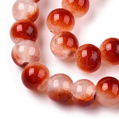 Crackle Baking Paint Imitation Jade Glass Beads Strands DGLA-T003-8mm-10-1