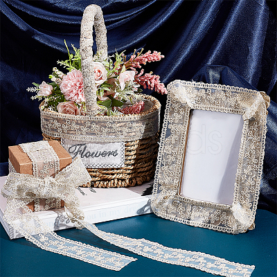 Polyester Hollow Embroidered Lace Trim OCOR-WH0079-13A-1