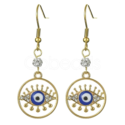 Alloy Enamel Evil Eye Dangle Earrings with Crystal Rhinestone EJEW-JE05387-1