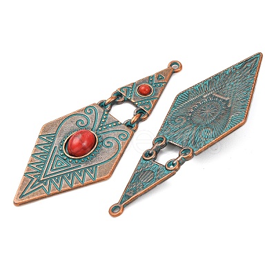 Tibetan Style Alloy with Acrylic Big Pendants PALLOY-F319-05A-R-1