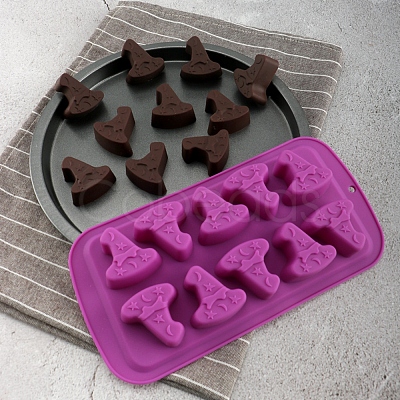 Halloween Witch Hat Shape Food Grade Silicone Molds X-DIY-H126-03-1