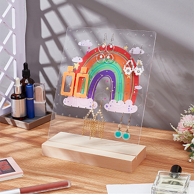 Transparent Acrylic Slant Back Earring Display Stands EDIS-WH0035-20B-03-1