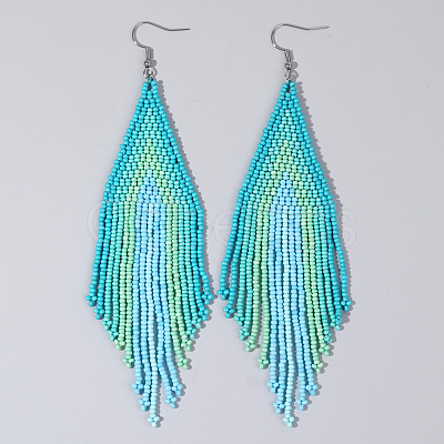 Handmade Glass Seed Beads Tassel Dangle Earrings LS-EN2812-6-1