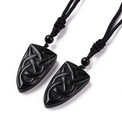 Natural Mixed Gemstone Sailor's Knot Pendant Necklace with Nylon Cord for Women NJEW-E091-02-1