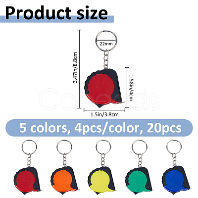 20Pcs 5 Colors TPR & ABS & Stainless Steel Tape Measures AJEW-FH0007-33-1