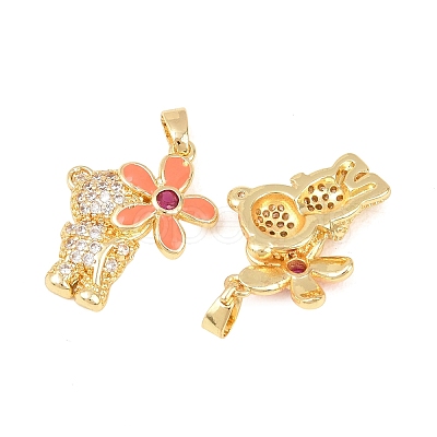 Brass Micro Pave Clear Cubic Zirconia Pendants X-KK-F931-19G-1