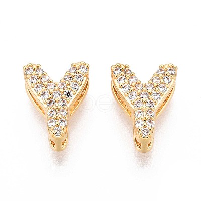 Brass Micro Pave Clear Cubic Zirconia Beads KK-T071-17G-Y-1