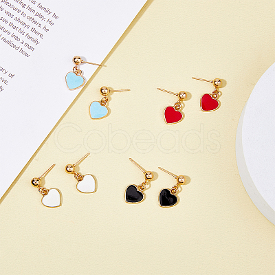 4 Pairs 4 Colors Alloy Enamel Dangle Stud Earrings EJEW-FI0003-05-1