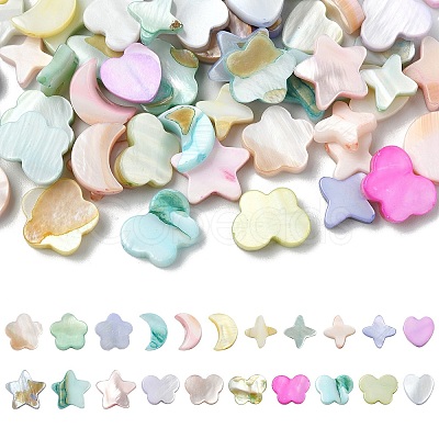 60Pcs 6 Styles Macaron Color Natural Shell Dyed Beads BSHE-CJ0001-13-1