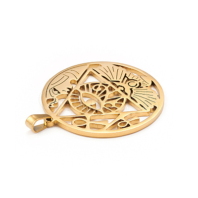 304 Stainless Steel Hollow Pendants STAS-P321-02G-1