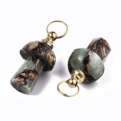 Assembled Synthetic Bronzite and Aqua Terra Jasper Openable Perfume Bottle Pendants LS-G-S366-057B-1