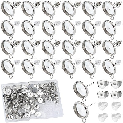 202 Stainless Steel Stud Earring Settings STAS-SP0001-91C-1