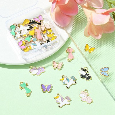 30Pcs 4 Style Alloy Enamel Pendants ENAM-YW0002-97-1