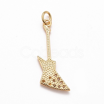 Rack Plating Brass Micro Pave Clear Cubic Zirconia Pendants KK-M229-21G-1