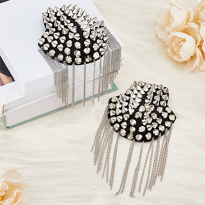 Fashionable Punk Style Chain Tassel Epaulettes DIY-WH0304-475P-1