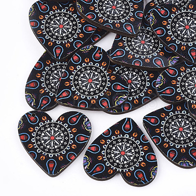 Printed Basswood Pendants WOOD-S045-011C-1