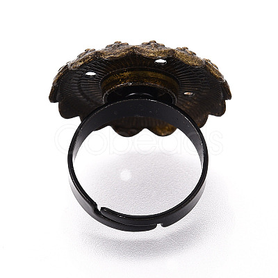Adjustable Flower Alloy & Iron Bezel Cup Ring Base with Rotatable Tray MAK-T012-06B-1