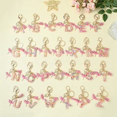 Letter A~Z Transparent Glitter Resin Pendant Keychains KEYC-FZ00024-12-1