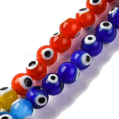 Chakra Theme Handmade Evil Eye Lampwork Beads Strands LAMP-G164-06B-1