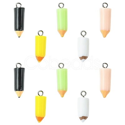 15Pcs 5 Colors Resin Pendants RESI-YW0004-88-1