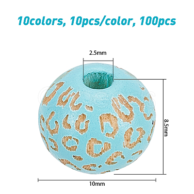 100Pcs 10 Colors Painted Natural Wood Beads WOOD-OC0002-08-1