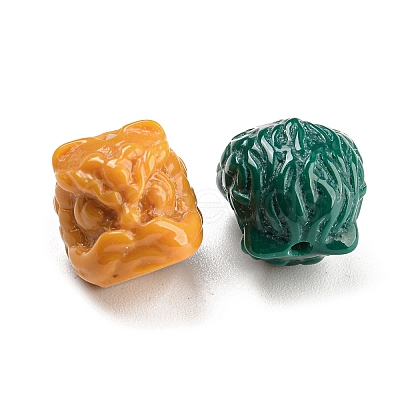 Resin Lion Head Beads RESI-H153-01B-1