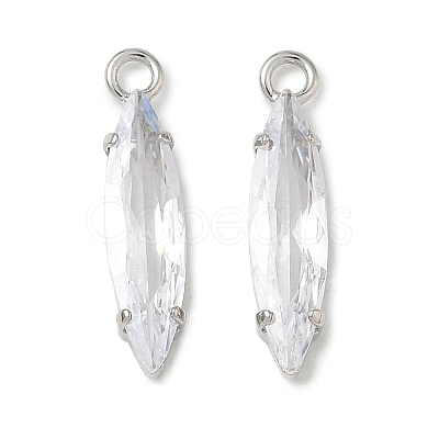Brass Pave Clear Cubic Zirconia Pendants CU-CBAD360-09P-03-1